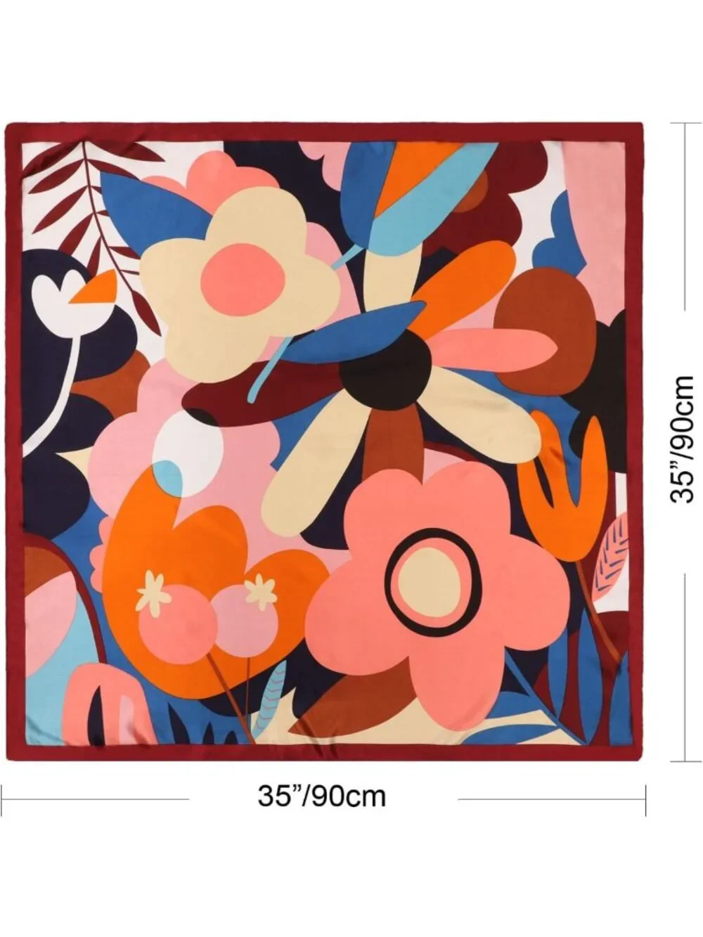 Large 35” Square Satin Head Scarf Set - 4 Classic Patterned Silk Bandanas for
